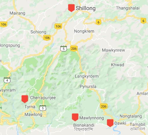 Meghalaya highlights map